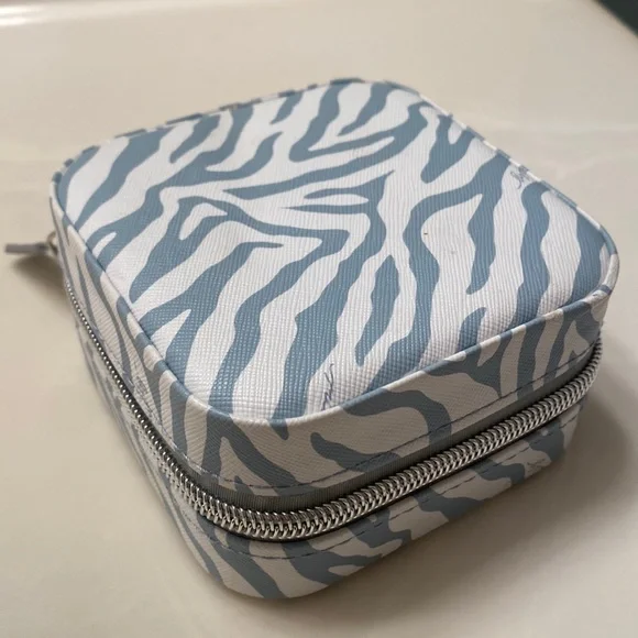 Milly Jewelry Milly Travel Jewelry Case In Light Blue Zebra